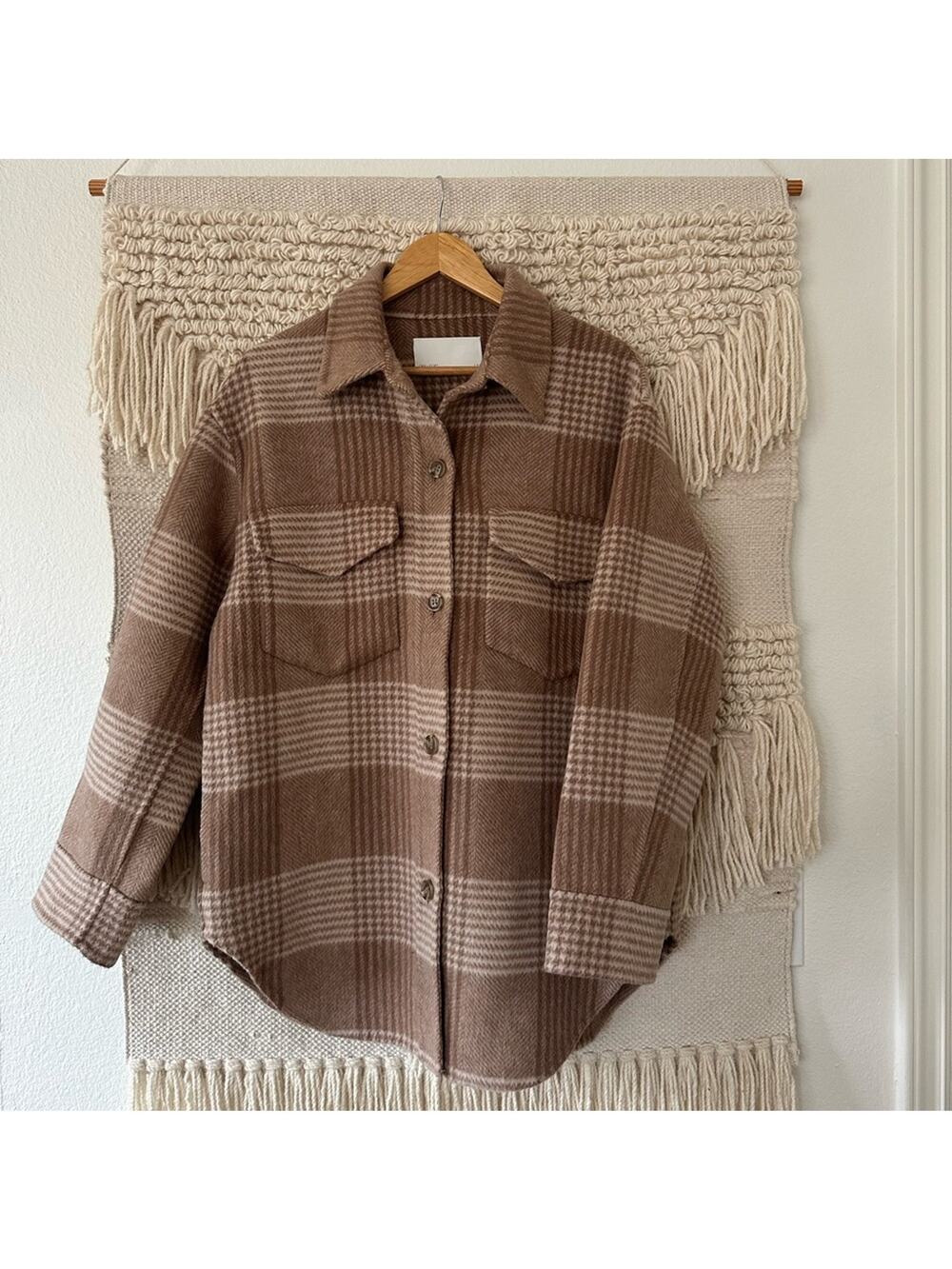 Oak + Fort Plaid Wool Blend Shacket